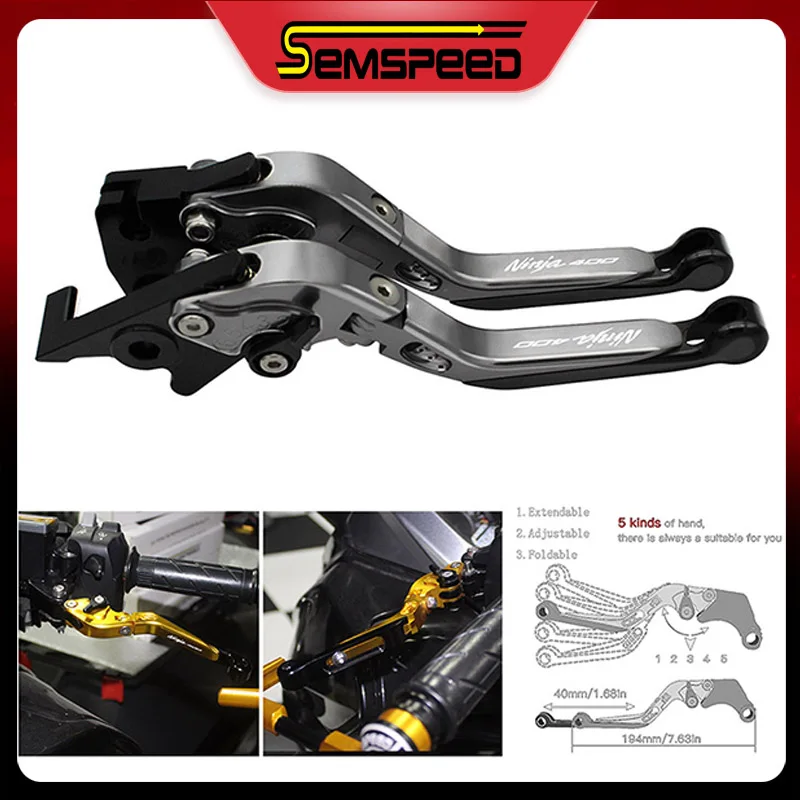 

SEMSEED Motorcycle Folding Extendable Brake and Clutch Levers For Kawasaki Ninja 400 Z400 2018 2019 2020 CNC Brake Lever