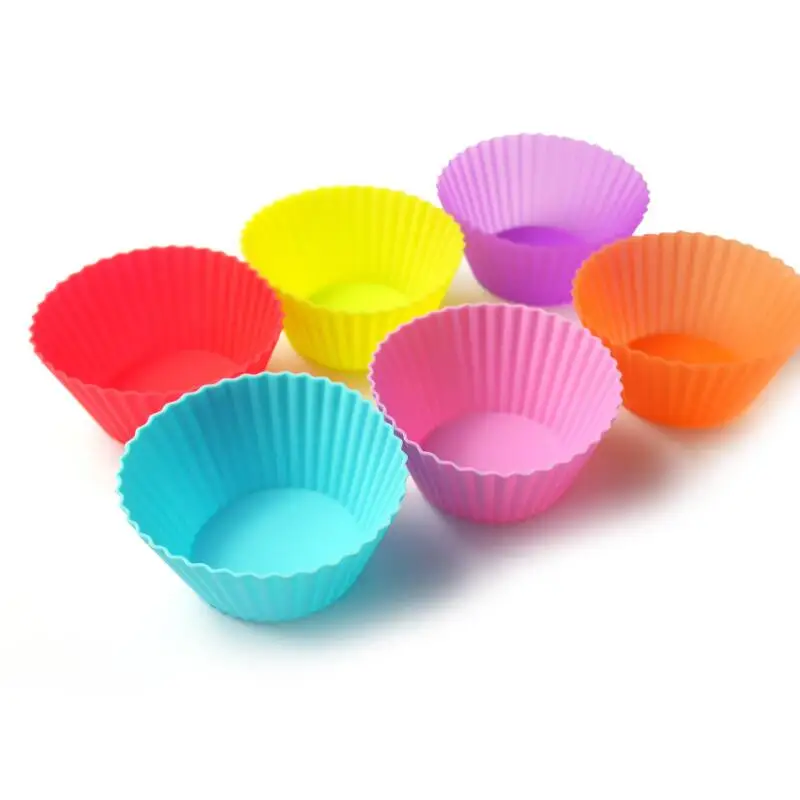 7cm Silicone Soft Round Cake Muffin Chocolate Cupcake Molds Bakeware Baking Cup Liner Molds Tray LX8038