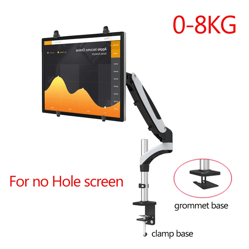 DL-GM112FP Aluminum 27inch 0-8kg 360 rotate clamp air press gas strut gas spring screen cd tv table mount monitor desktop holder