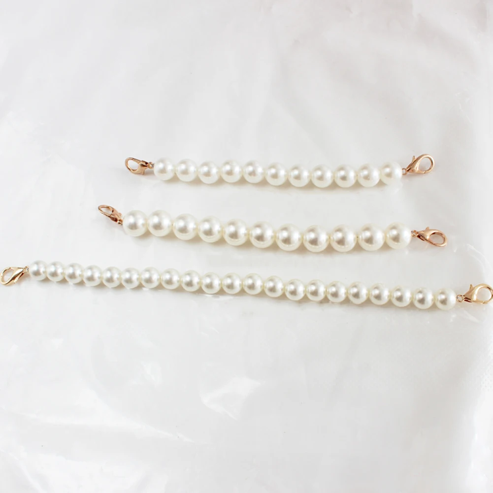 Pearl strap for bags handbag accessories purse belt handles cute bead chain tote women parts silver/gold /black clasp