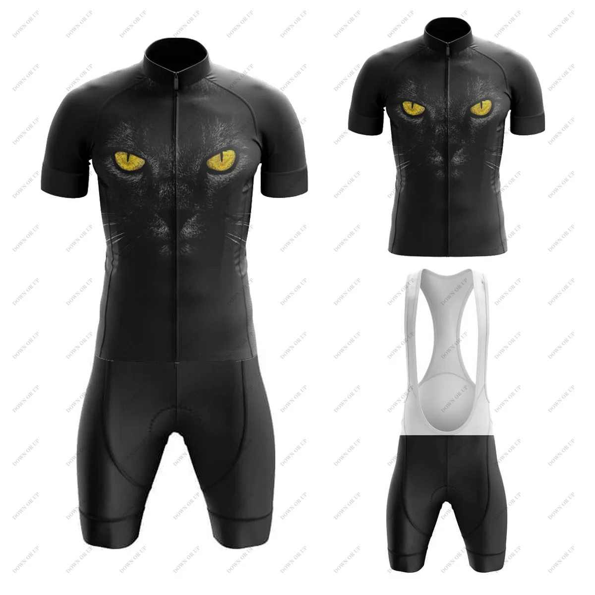 Black Cat V2 Bicycle Short Sleeve 19D GEL Bib shorts  MTB Bike Clothing Maillot Ropa Ciclismo Hombre Men's Cycling Jersey sets