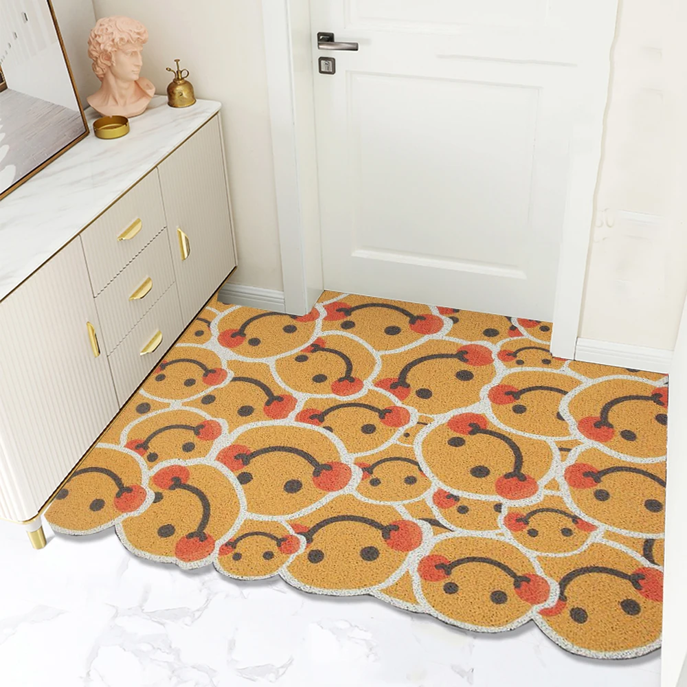 Happy Door Mats for Home Decor Durable Welcome Rugs Outdoor Indoor Non-Slip Carpet Entryway Low-Profile Floor Doormat