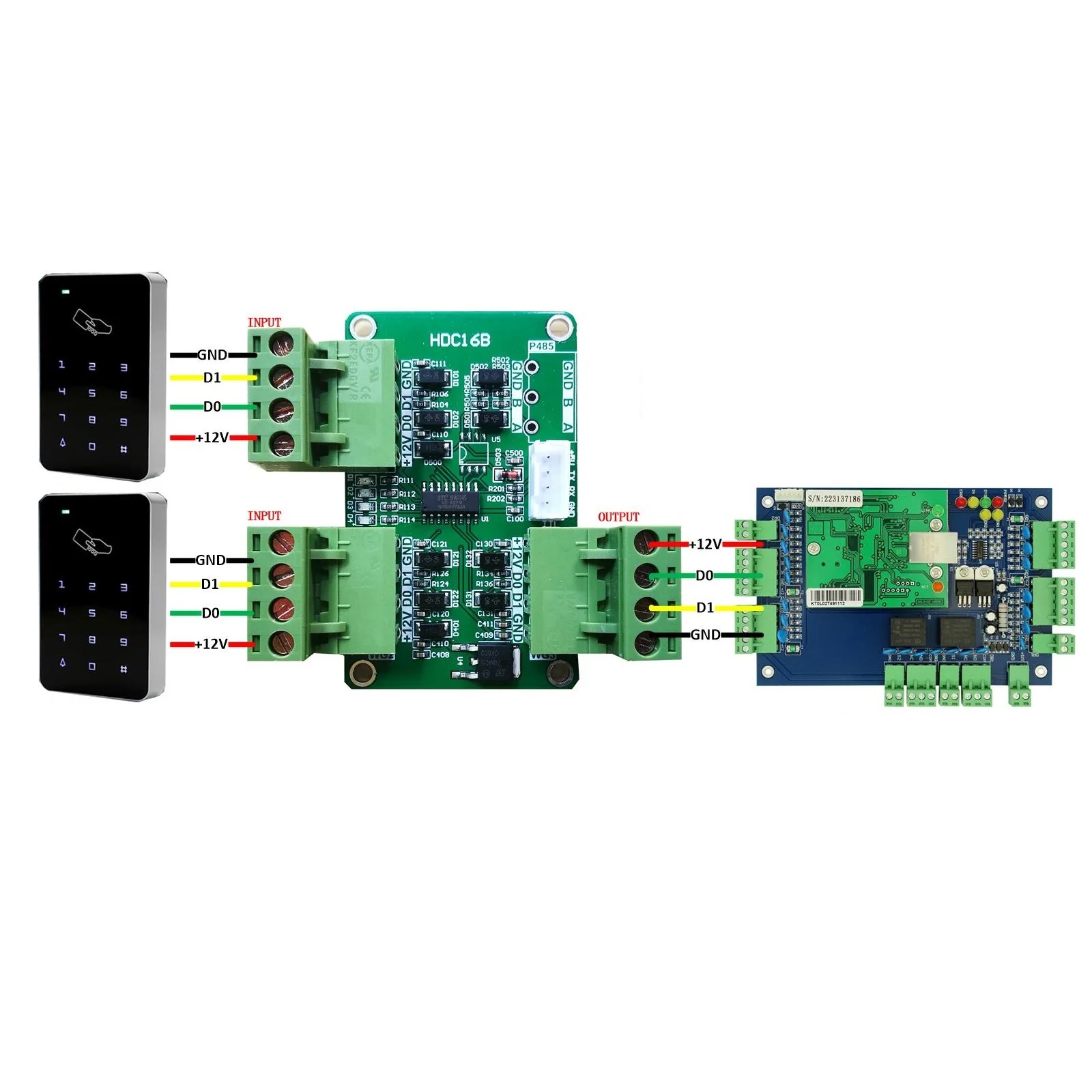 

Multi Channel Wiegand Converter Spliiter Hub 2In 1out/4In 1out/1In 2Out Wiegand interface dual authentication transfer