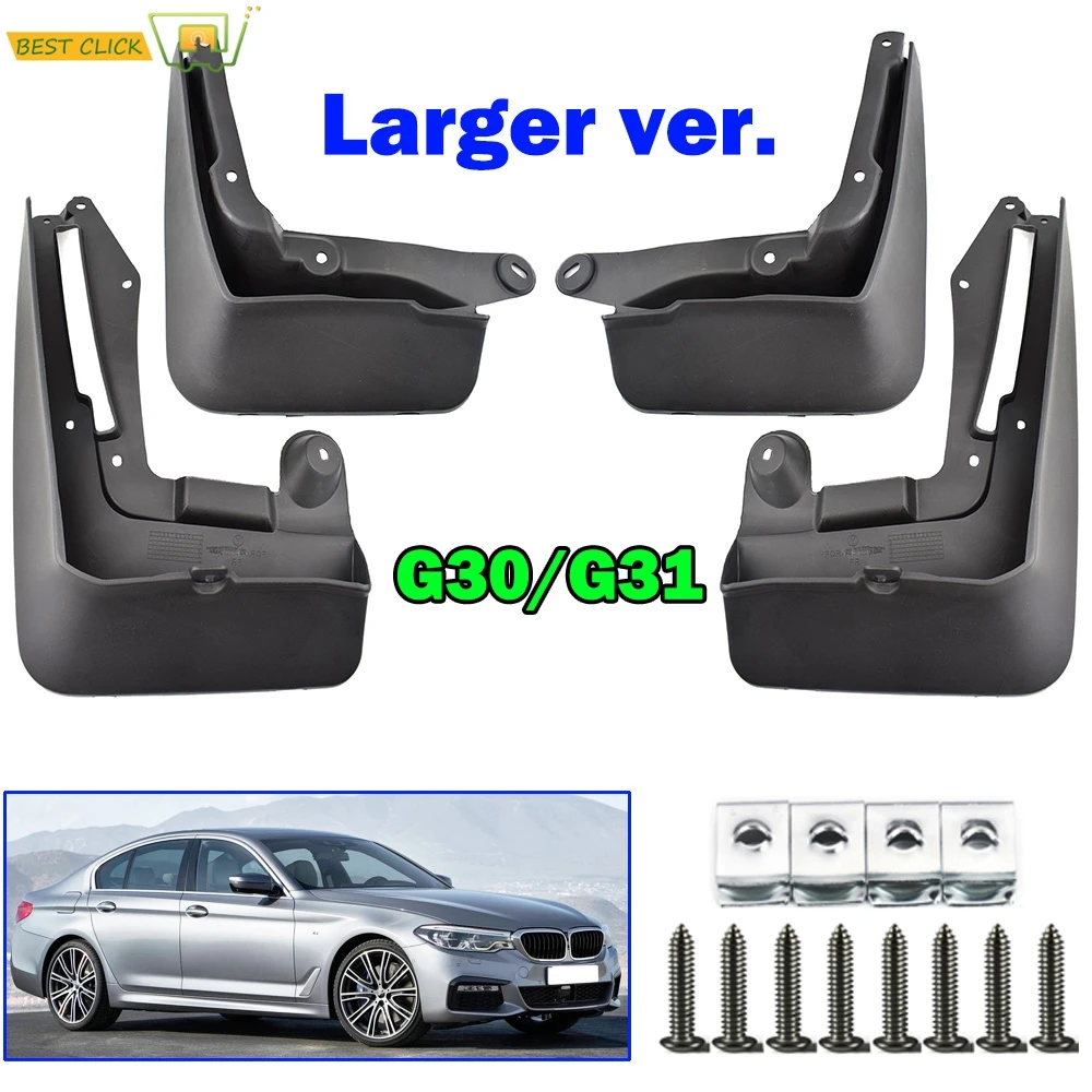 4Pcs Molded TPO Mud Flaps For BMW 5 Series G30 G31 Sedan Saloon Touring 2017 - 2022 Splash Guards Mudguards Front Rear 2018 2019