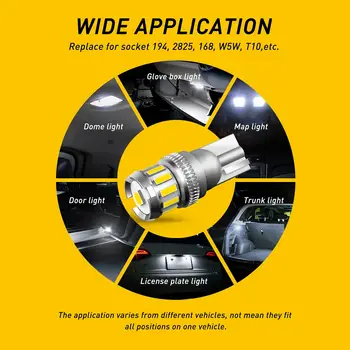 10 T10 LED W5W Canbus 194 168 汽車楔形示廓燈 6500K 白色 無故障 LED 燈泡,適用於寶馬、奔馳、大眾、奧迪、現代 10 最佳銷售 BMWLED燈 - №10