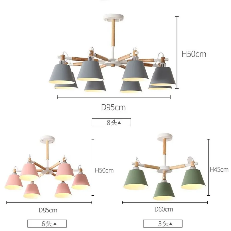 Imagem -05 - Nordic Macaroon Lustre E27 Abajur para Sala de Jantar Suspensão Luminárias Lamparas Colgantes Lustre Madeira