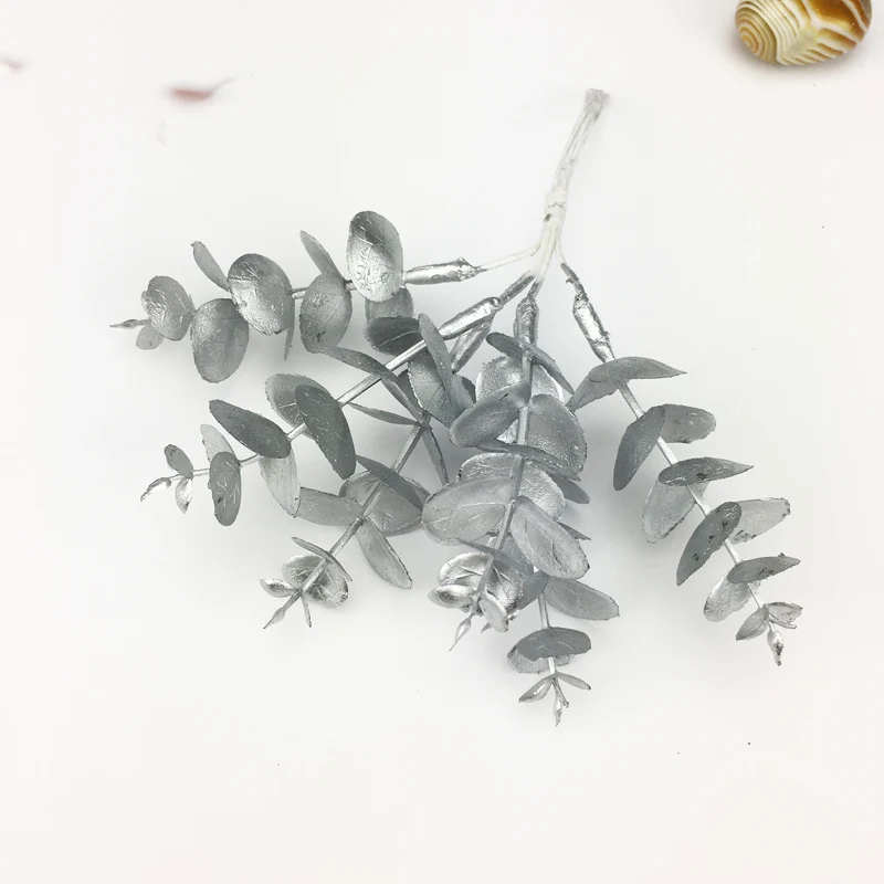 Artificial Plastic plants eucalyptus leaf for DIY, decorative flowers, needlework brooch, home decor, Christmas garland