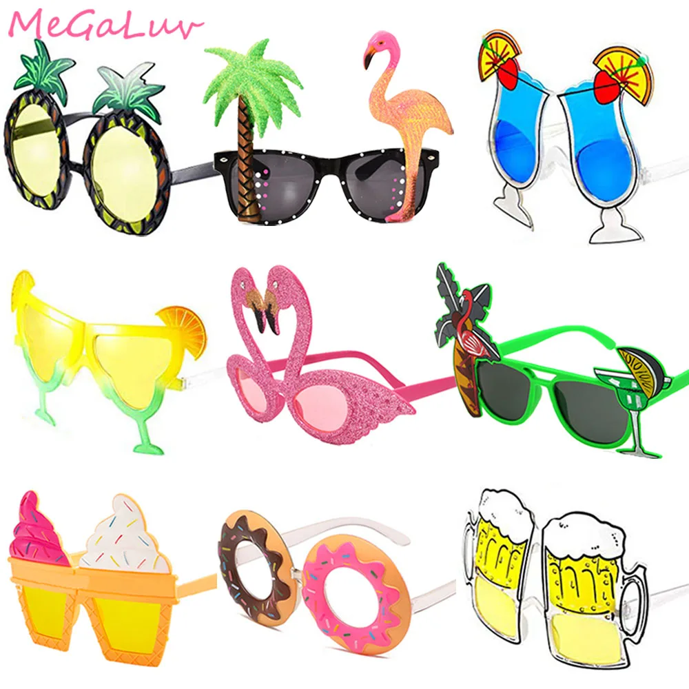 

6 pcs Hawaii Tropical Party Flamingo Party Decor Pineapple Sunglasses Funny Glasses Summer Luau Hawaiian Beach Party Supplies