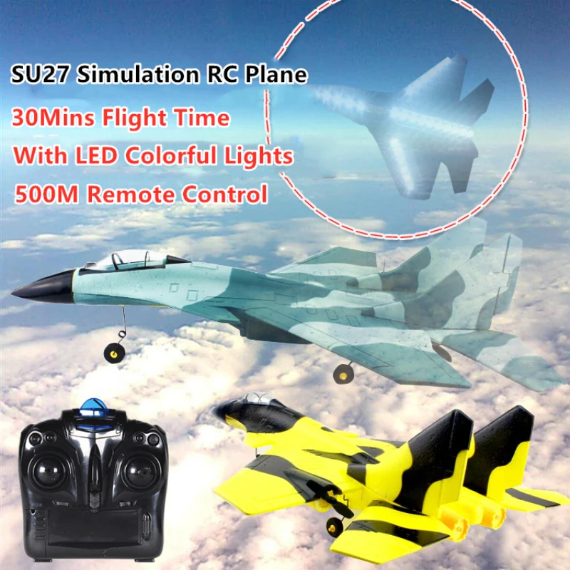 Avion télécommandé avec éclairage LED, simulation d'ailes de partenaires, EPP, anti-crash, avion RC électrique, modèle d'avion, jouet pour enfants, 65cm, 2.4G, 500m