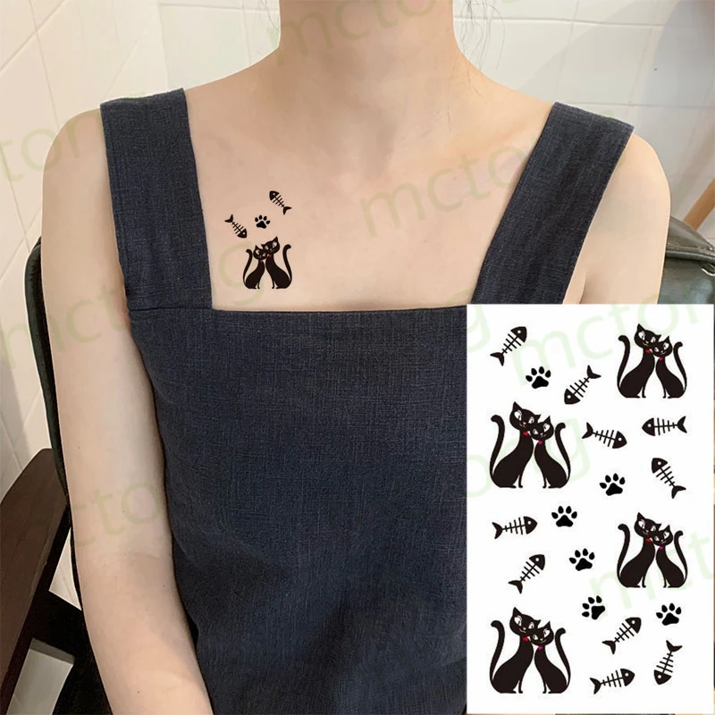 Waterproof Temporary Tattoo Sticker Cute Litter Bear Bow Flash Tatoo Fake Tatto Body Art Hand Leg for Men Women Kids 10.5*6cm