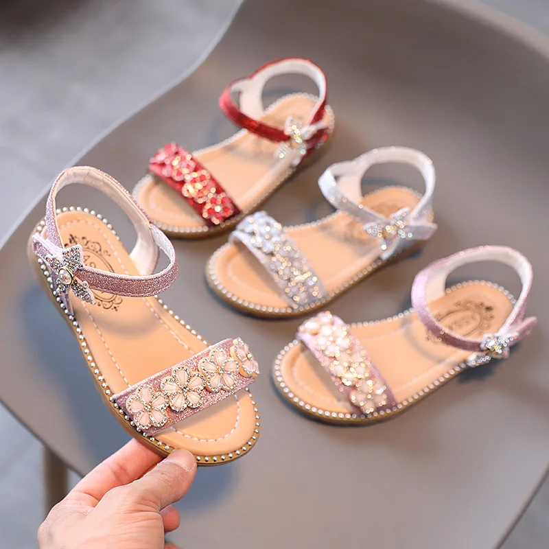 Baby Fashion Flowers Little Girl Summer 2021 Sandals Kid Princess Dress Shoes For Children\'S Beach Shoe 1 3 5 7 8 9 11 12 Years