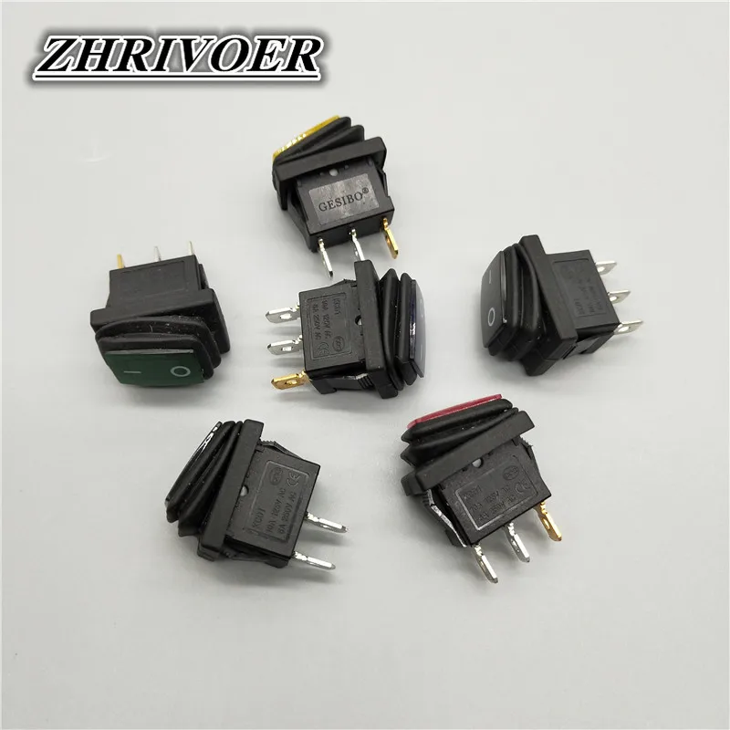 KCD1 12v/220v ledライト防水ロッカースイッチ 3Pin 10A/250v IP67 プッシュボタンスイッチ