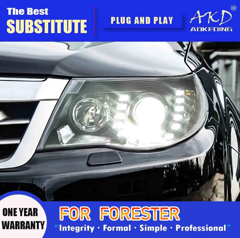 AKD Head Lamp for Subaru Forester LED Headlight 2008-2012 Headlights Forester DRL Turn Signal High Beam Angel Eye Projector Lens