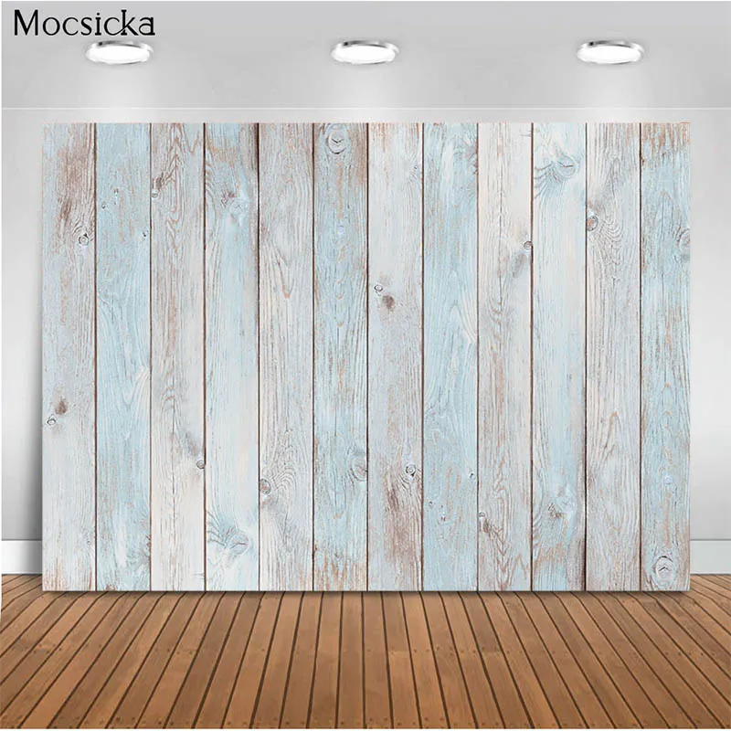 MOCSICKA Wooden Board Photophone For Food Texture Planks Baby Shower Backdrops Photography Backgrounds Newborn Kids Photocall