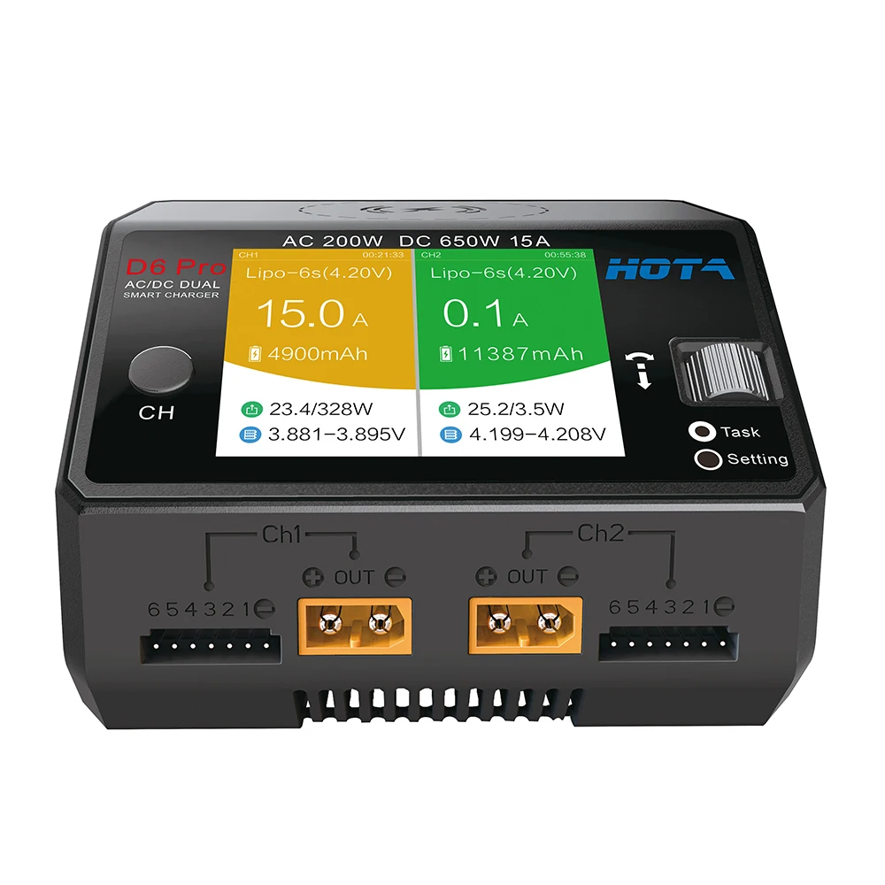HOTA D6 Pro AC 200W DC 650W 15A * 2 Двухканальное зарядное устройство для аккумуляторов NiZn/Nicd/NiMH