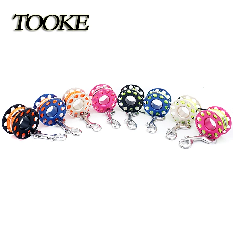 15 متر/30 متر الغوص سبائك الألومنيوم بكرة الاصبع بكرة مع حامل زجاجات نبيذ ثنائي من الفولاذ المقاوم للصدأ المنتهية هوك SMB معدات الكهف الغوص #1