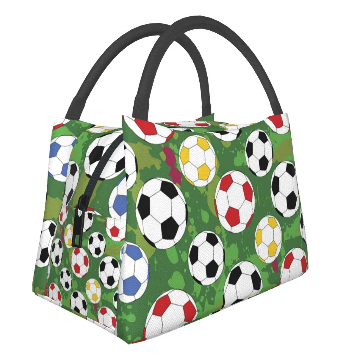 

Cartoon Football Pattern Print Travel Lunch Bags Insulation Women Food Case Cooler Warm Tote Bento Box for Kids Lunch Box