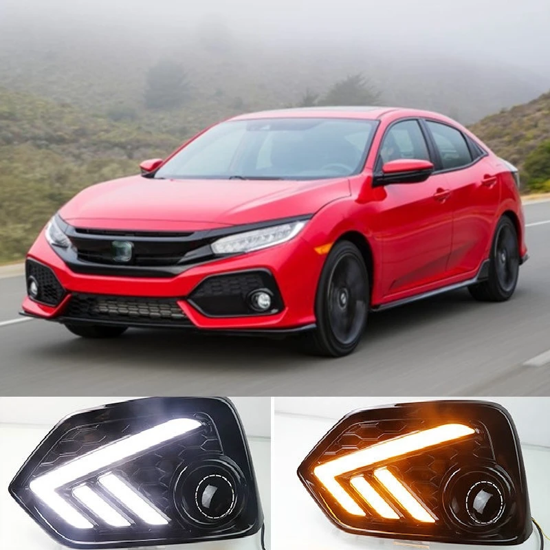 1set For Honda Civic 10th hatchback 2016 2017 2018 Light Fender Turn signal Lamp Driving Daytime Running Light