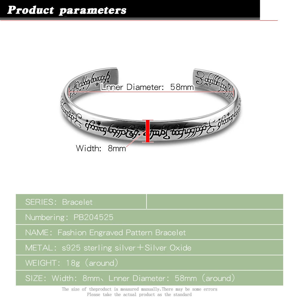 4 styles Vintage Charm Bracelet Genuine 925 Sterling Silver Bracelets For Women & Men Fashion Bangles Business Formal Wear 3