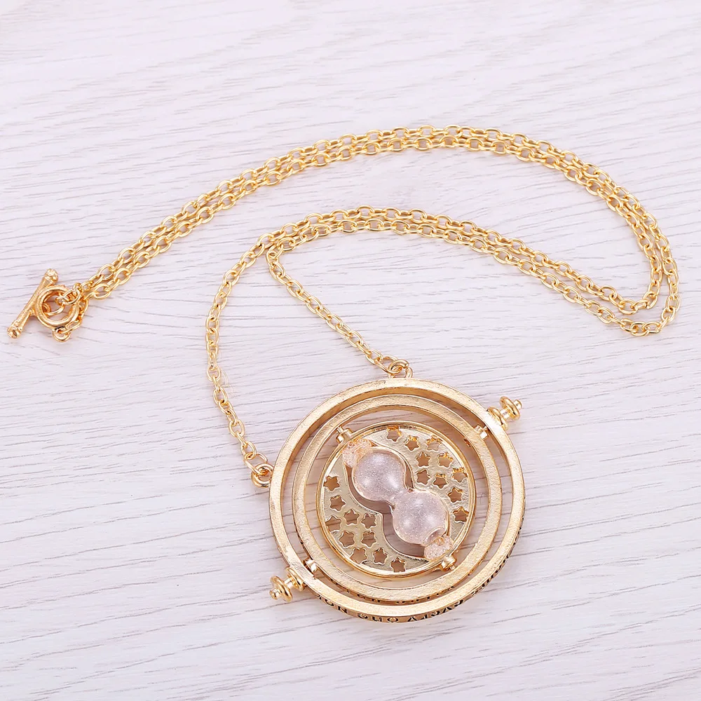 Wholesale 20pcs Pendants Time Turner Necklace Hermione Granger Rotating Spins Hourglass Necklaces Gift