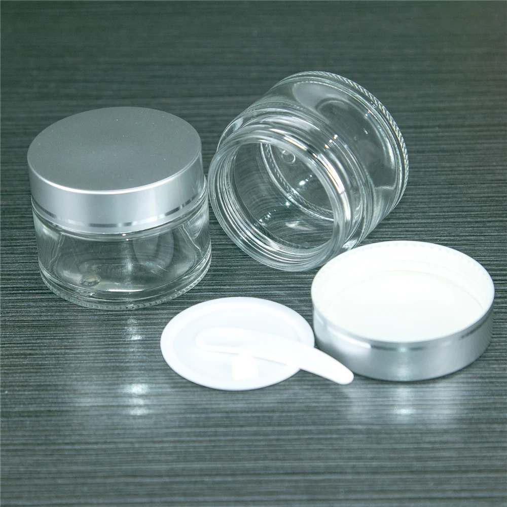 10Pcs 50g Clear Vitreous Hand Cream Bottle with Silver Screw Cap Small Delicate Gifts Cosmetics Jar Skin Care Products Vial