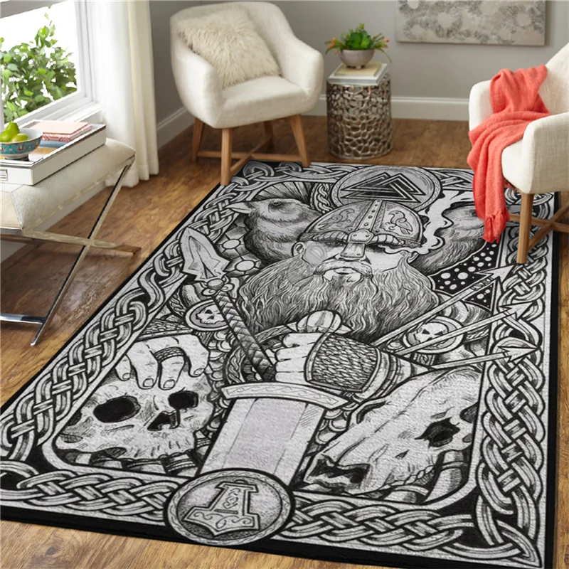 Viking Tattoo 3D Printed Carpet Mat for Living Room Doormat Flannel Print Bedroom Non-slip Floor Rug 04