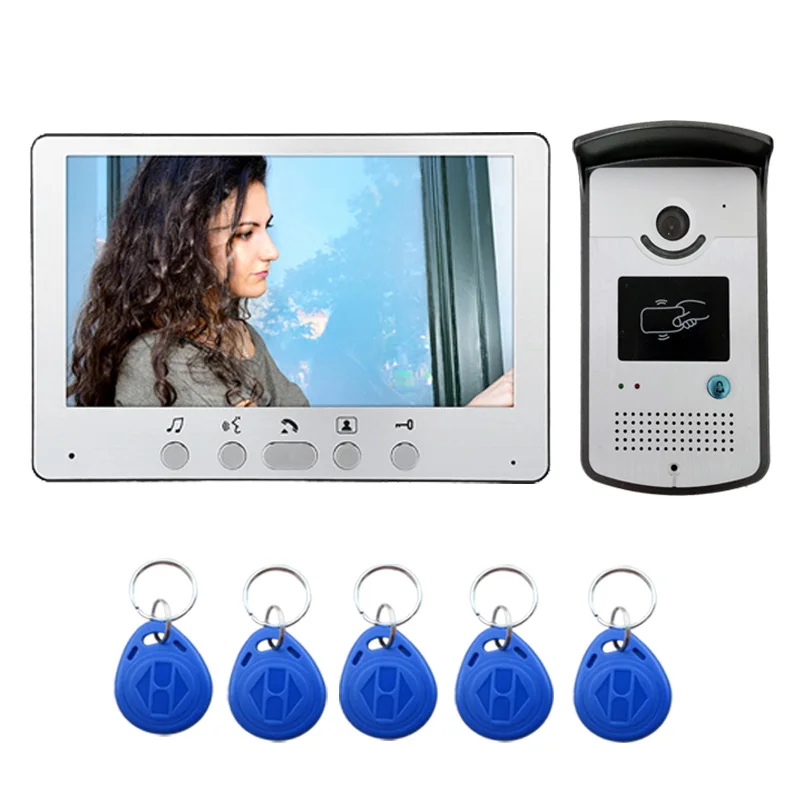 SYSD 7 inch Color Monitor Video Intercom Home Video Door Phone IP55 Waterproof with RFID Unlock Camera