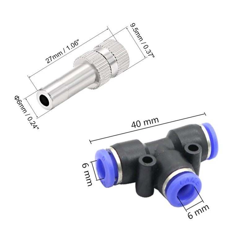 5pcs 1/4 inch  Misting Cooling System Atomizing Nozzle Kit Slip lock Quick Connectors Humidify Watering Landscaping Sprayer