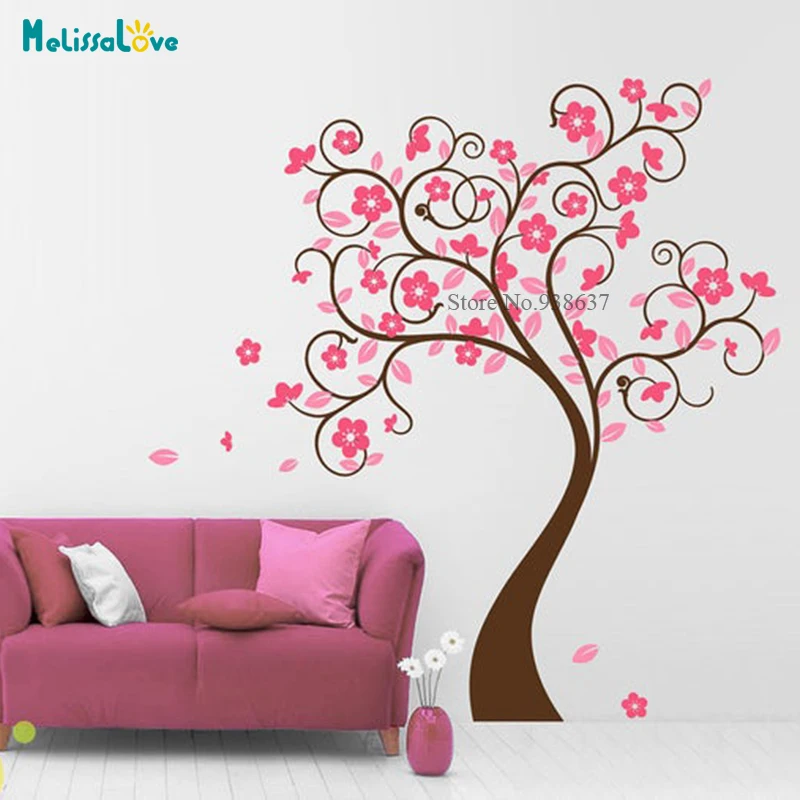 Cute Swirly Tree Wall Decal Beautiful bespoke Home Kids Room Decoration Living Room Nursery Vinyl Sticker Murals BB759