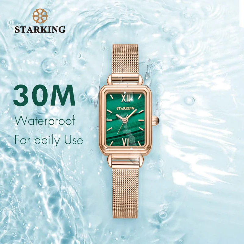 STARKING Top Brand Women Quartz Watch Japan Movt Rectangular Small Green Ladies Girls Bracelet ultra-thin waterproof Wristwatch