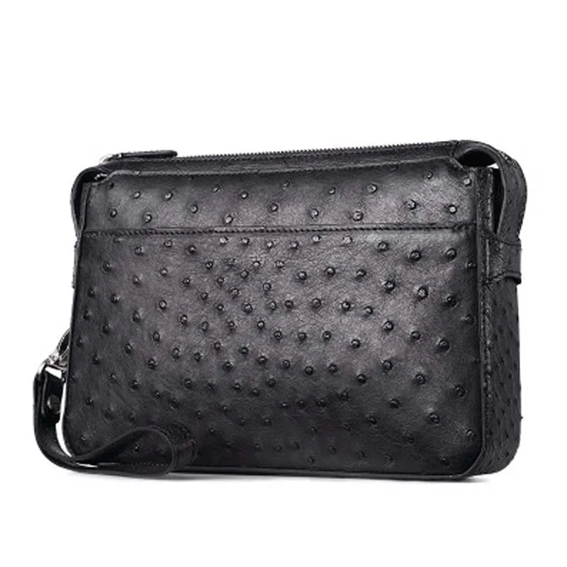 

hongqiangying import Ostrich leather handbags men clutch bags new fashion business high-grade Hand caught Men clutch bags