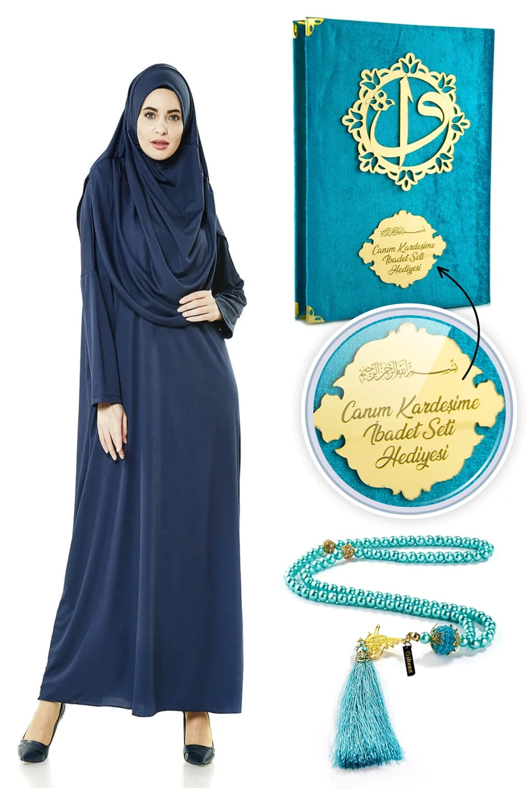 Ramadan prayer Abaya dress Jilbab hijab dresses hooded Khimar Islamic Dubai Custom Religious Gift Set Prayer Gown