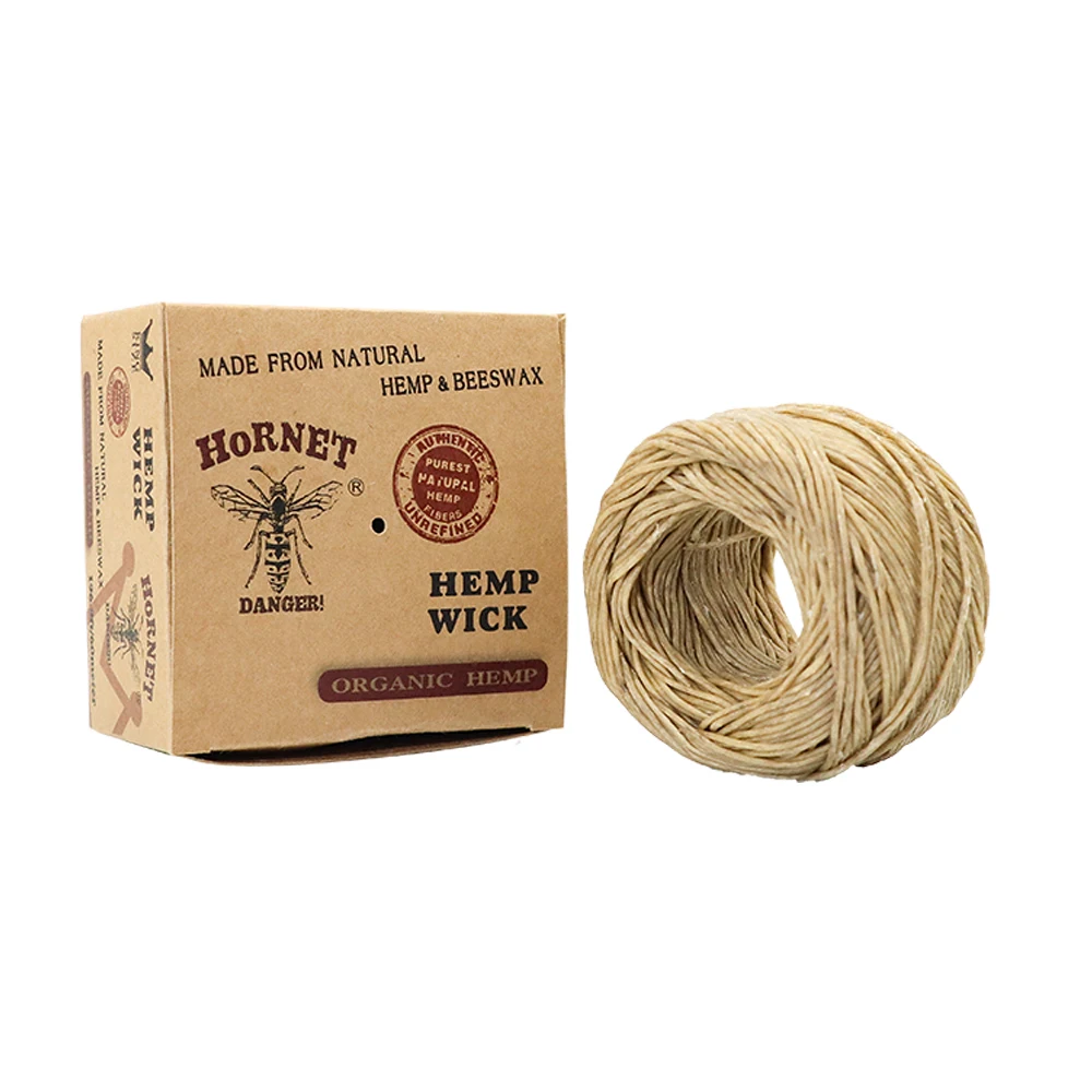 HORNET 100% Organic Hemp Wick 197 FT Spool Natural Hemp Wicks Well Coated with Natural Bee Wax Standard Size