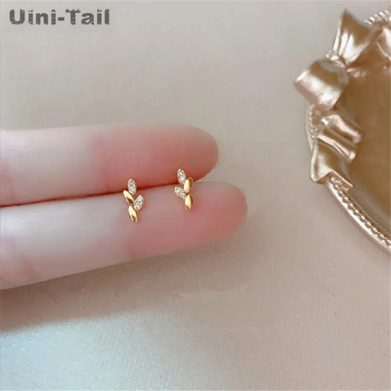 Uini-Tail hot new 925 Tibetan silver leaf earrings fashion simple compact dynamic personality wild leaf earrings JK123