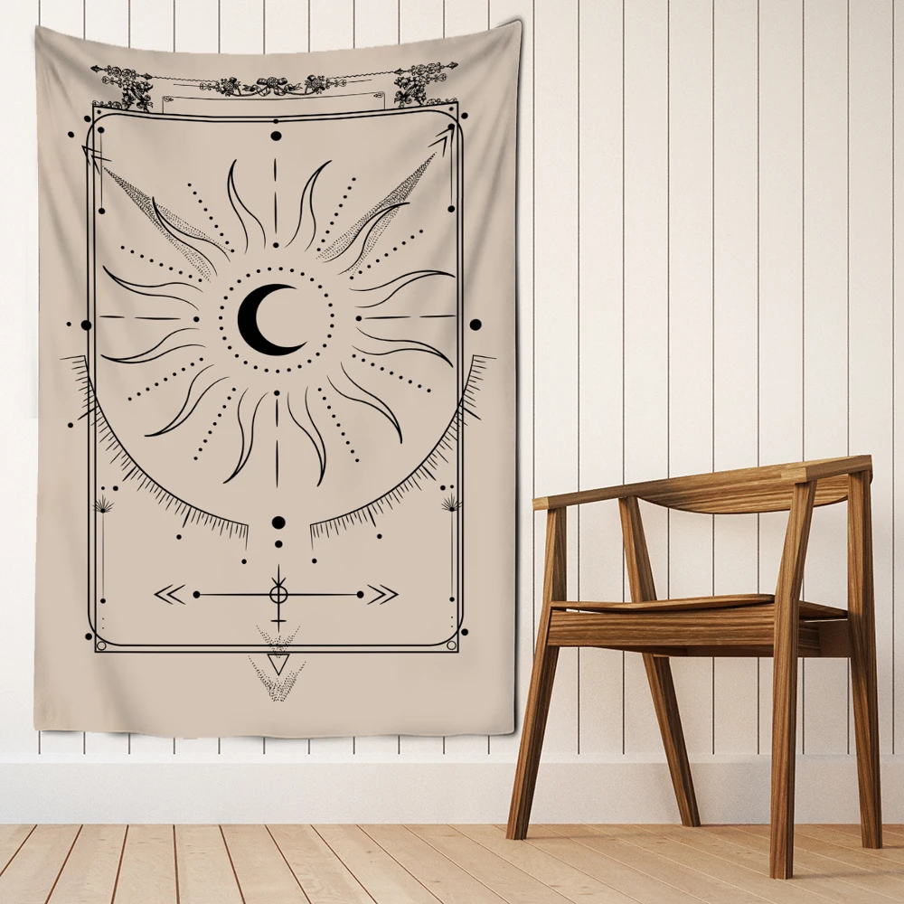 Psychedelic Star And Moon Tarot Tapestry Wall Hanging Bohemian Hippie Tapiz Witchcraft Art Home Decor