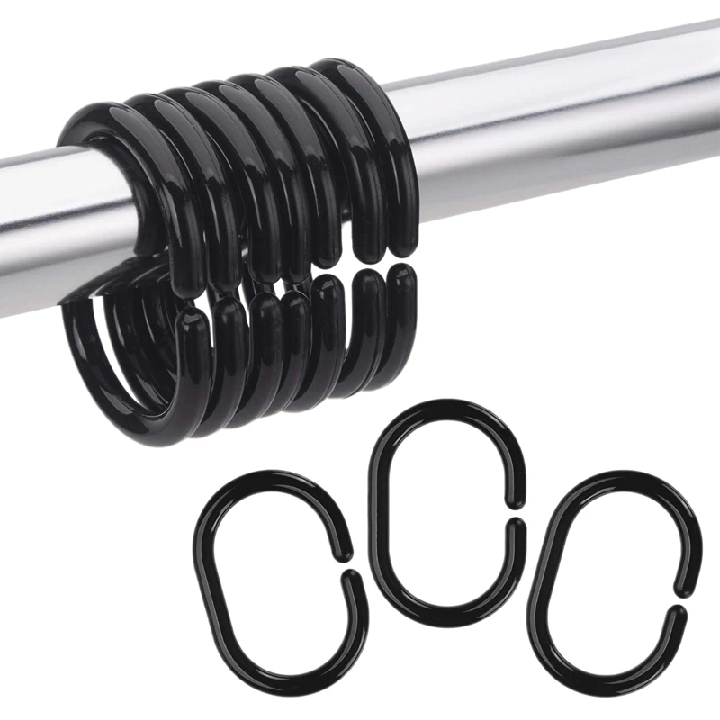 Promotion! 24 PCS Shower Curtain Rings Plastic Shower Curtain Hooks for Bathroom Shower Rod