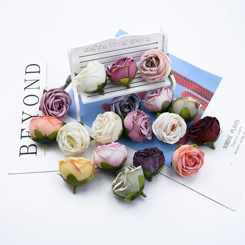 10/20 Stück Teerosen Seidenkopf Festival Raumdekoration Zuhause Sammelalbum Hochzeit Braut Diy Zubehör Ausverkauf Künstliche Blumen – Detail 13