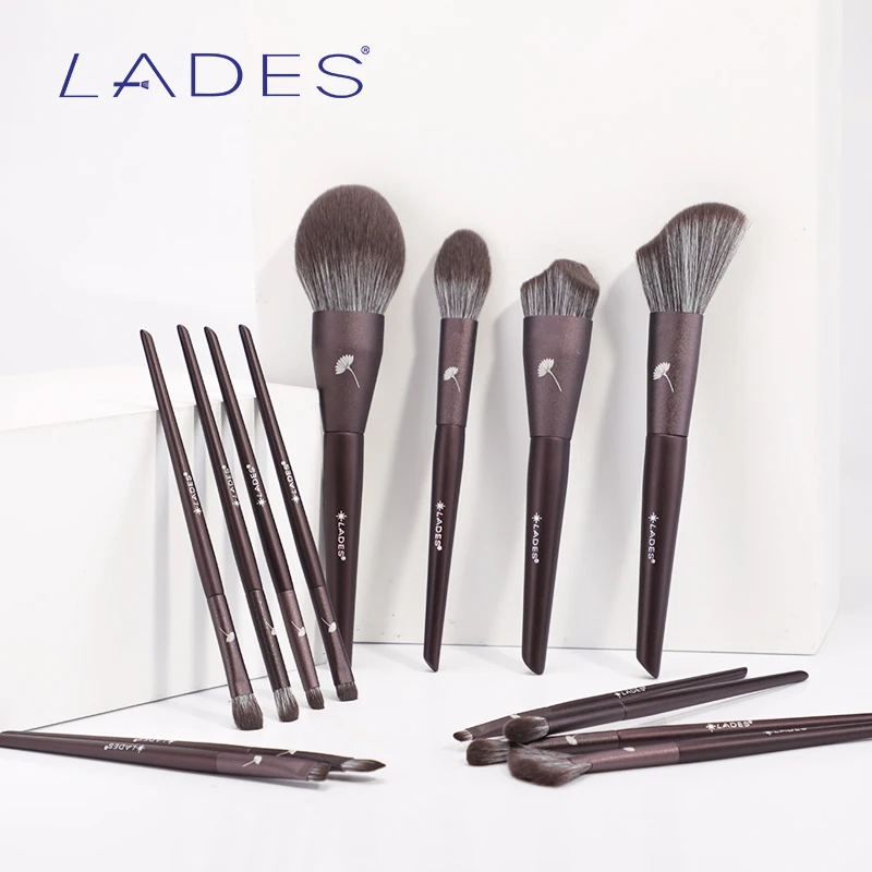 Lades-conjunto de pincéis de maquiagem com 14 peças, kit para aplicação de base, pó, blusher, sombra, corretivo labial, feminino, face, acessórios de beleza