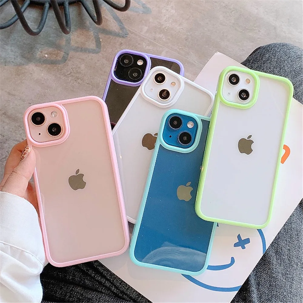 Custodia per telefono con paraurti in silicone antiurto Candy per iPhone 16 15 14 11 12 13 Pro Max XS XR 8 7Plus Cover posteriore protettiva trasparente