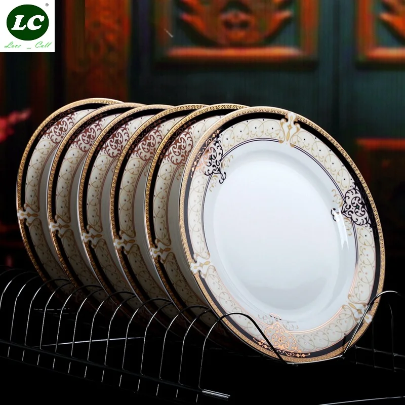 8inch Dinner Flat Plate Set Total Tableware Bone China Ceramic Plate Porcelain dinnerware Plates Set Dishes