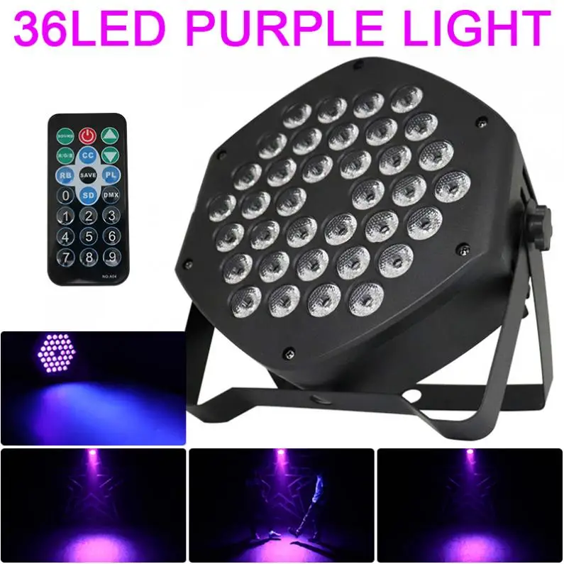 25W 36xUV LED Purple Color Light Dyeing Par Light with Voice Control/Master-slave/Self-propelled/DMX/Wireless RF Remote Control