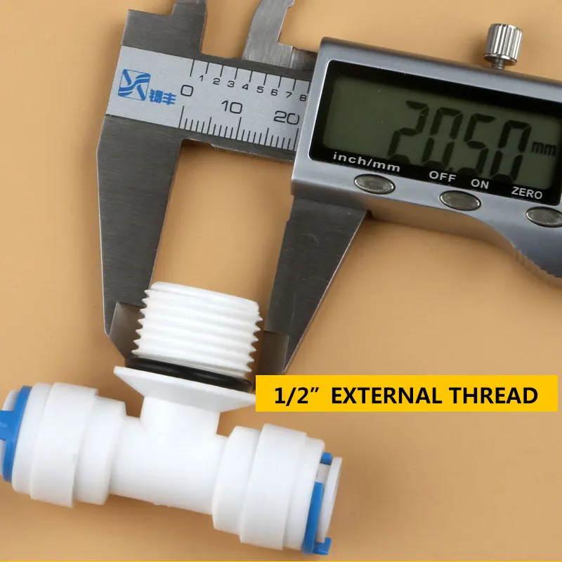 1/2 "ذكر الموضوع السريع ربط 3/8" أنبوب خرطوم يساوي نوع T المياه مع حلقة لإحكام الإغلاق قطر تغيير التناضح العكسي حوض السمك المحملة