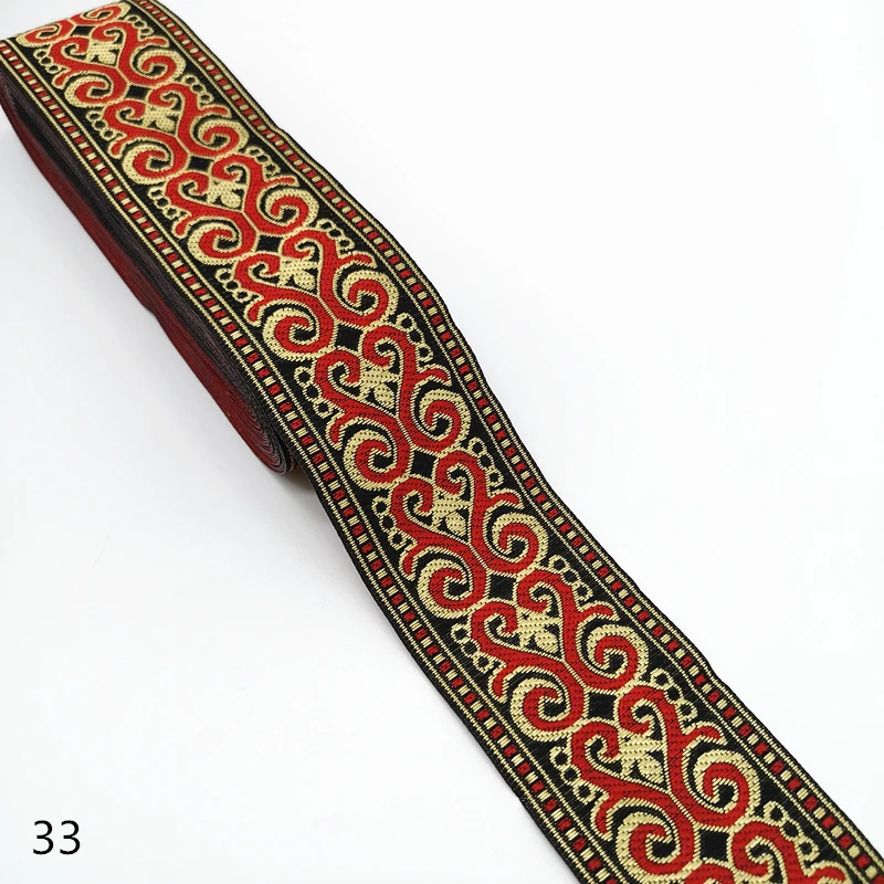 3 yards/lot 50mm Vintage Ethnic Embroidery Lace Ribbon Boho Trim DIY Clothes Bag Accessories Embroidered Fabric