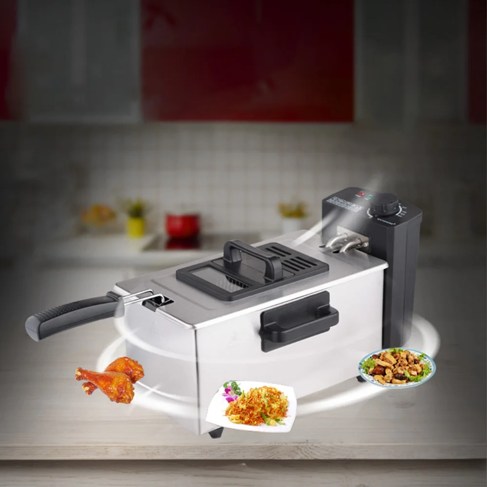 Máquina de patatas fritas para el hogar, freidora eléctrica de temperatura constante comercial, minifreidora de cocina, 3L