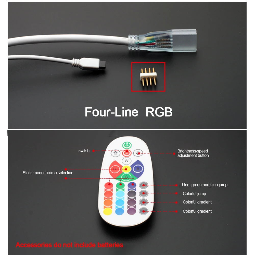 Waterproof IP68 220V Neon Light RGB Controller EU Plug 1500W with IR 24Key Remote Controller for 5050 2835 LED Strip Neon Light