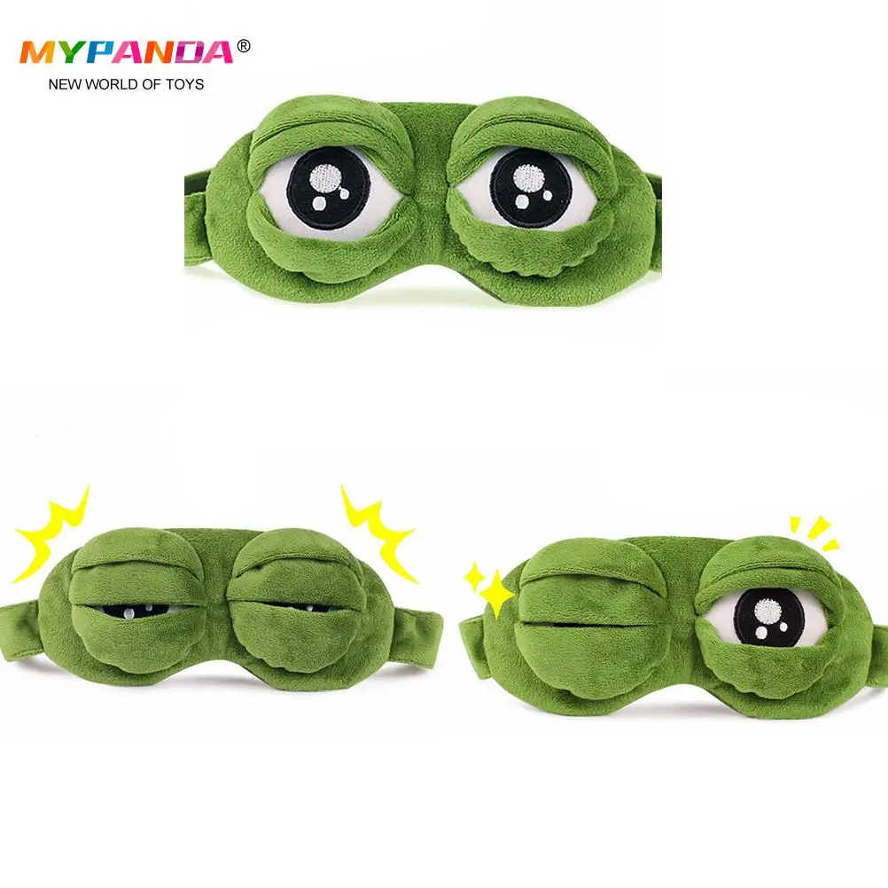 1pcs Funny Creative Pepe the Frog Sad Frog 3D Eye Mask Cover Cartoon Plush Sleeping Mask Cute Anime Gift 20*10cm