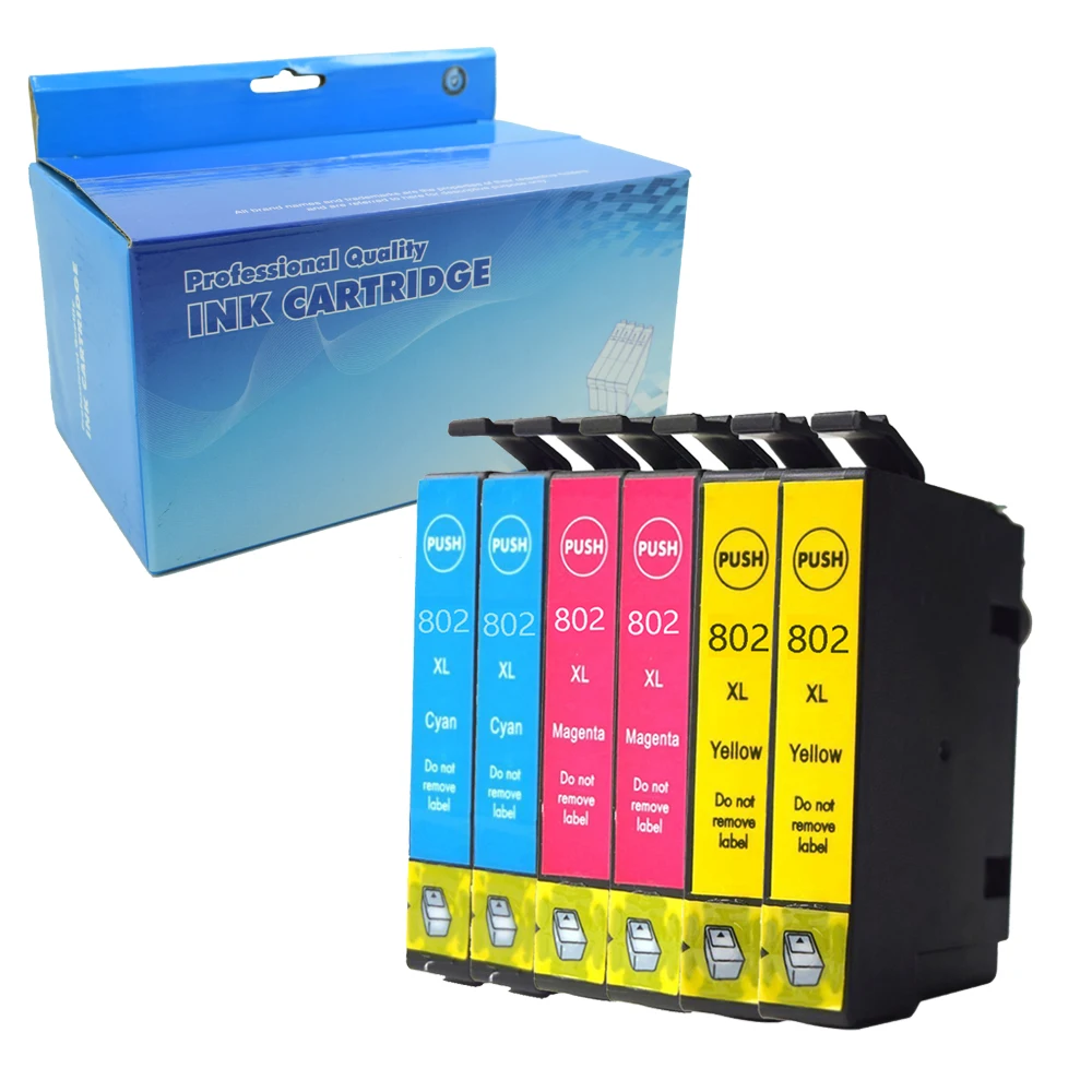 

6c Compatible for T802 Ink Cartridge 3 Color(1c,1m,1y) For WorkForce Pro WF-4720 WF-4730 WF-4734 WF-4740 Printers