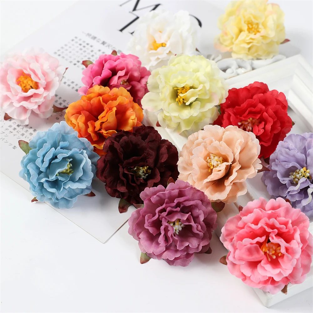 10/20Pcs Artificial Peony Flower Head Home Room Wedding Decor Fake Flower Wall Arrangement Accessories Diy Headdress Accessories