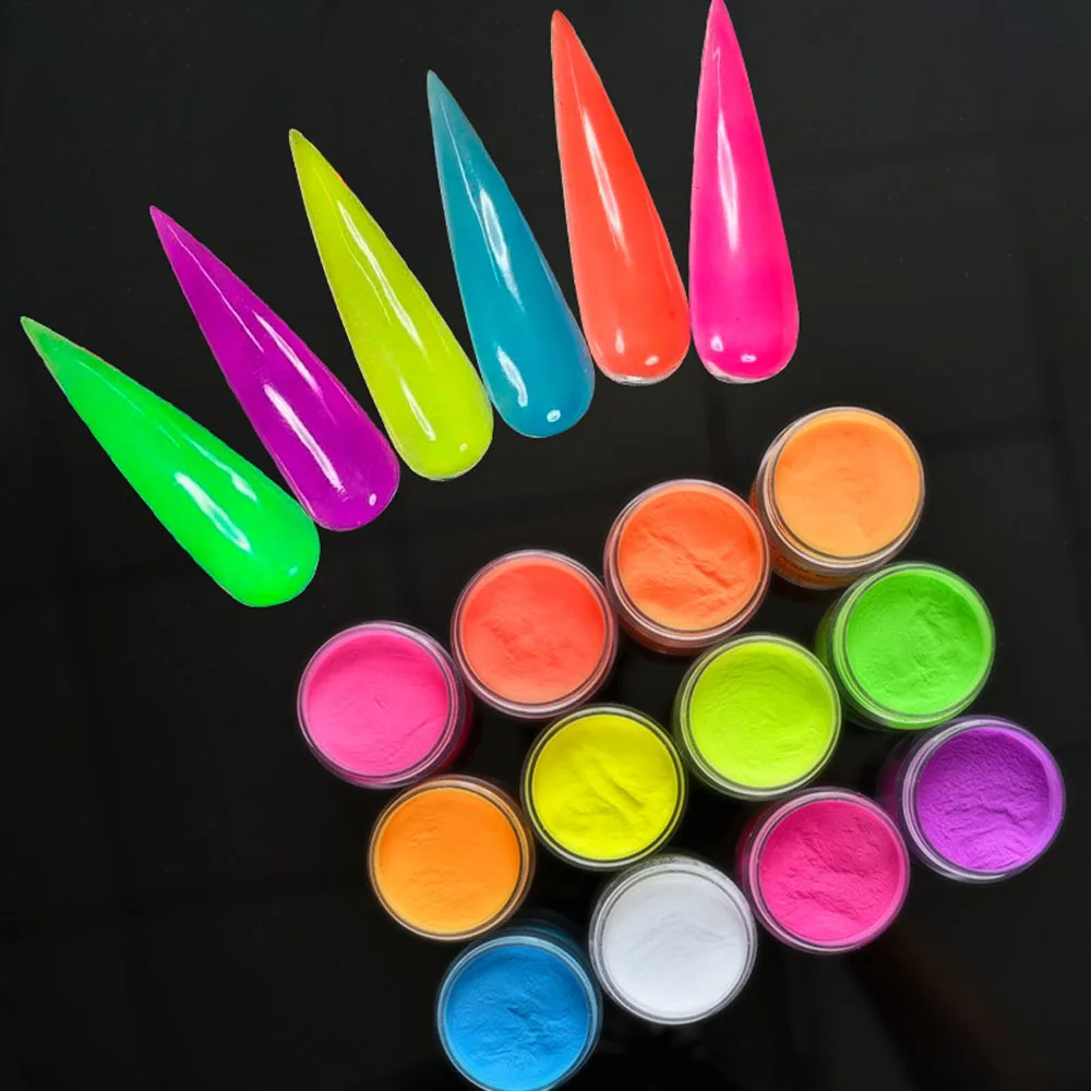 1 OZ/Bottle (30g) Acrylic Powder Dipping Powder Neon Pigment Fluorescent Crystal Powder Building Nail Art Acrylic Powder