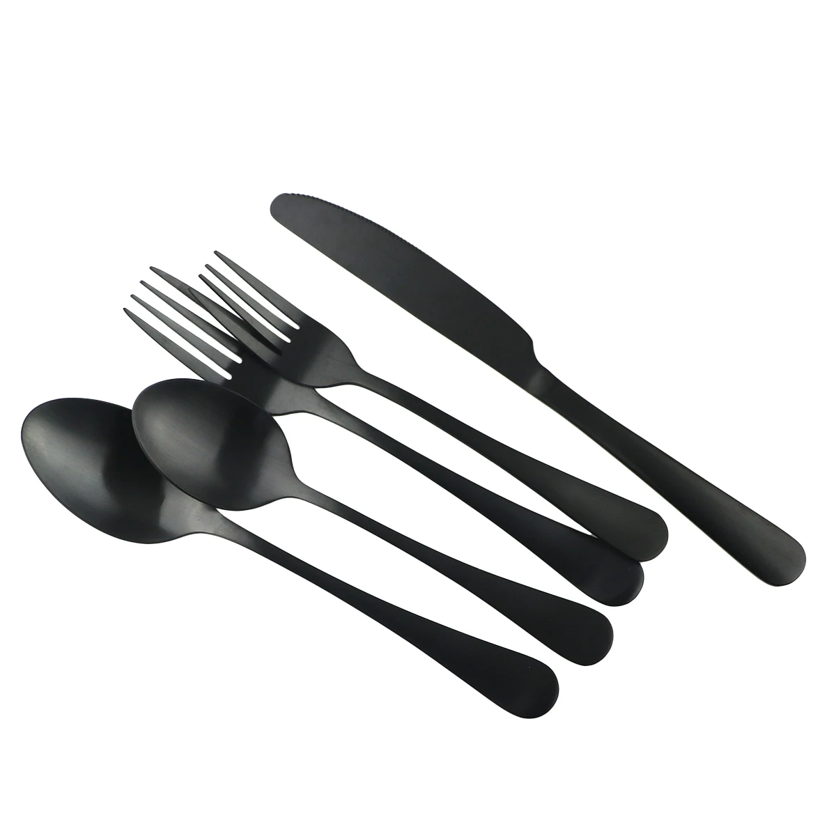 Matte Black Dinnerware Cutlery Set Stainless Steel Silverware Butter Steak Knife Fruit Dessert Fork Spoon Flatware Tableware Set